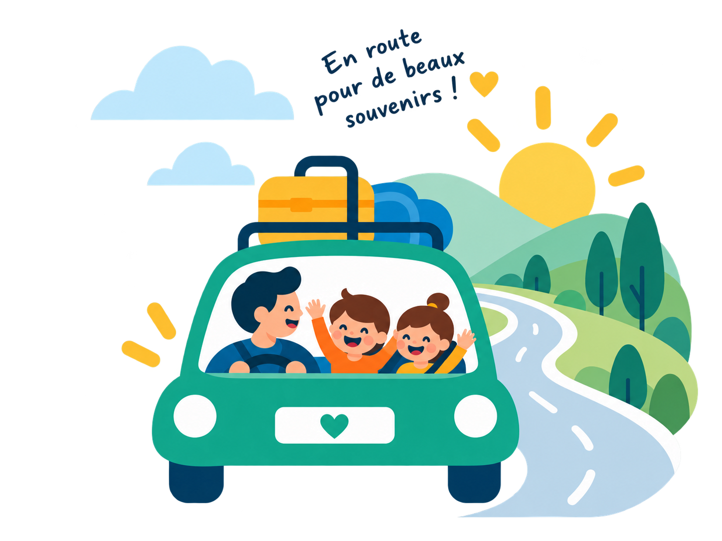 Une famille voyage en voiture